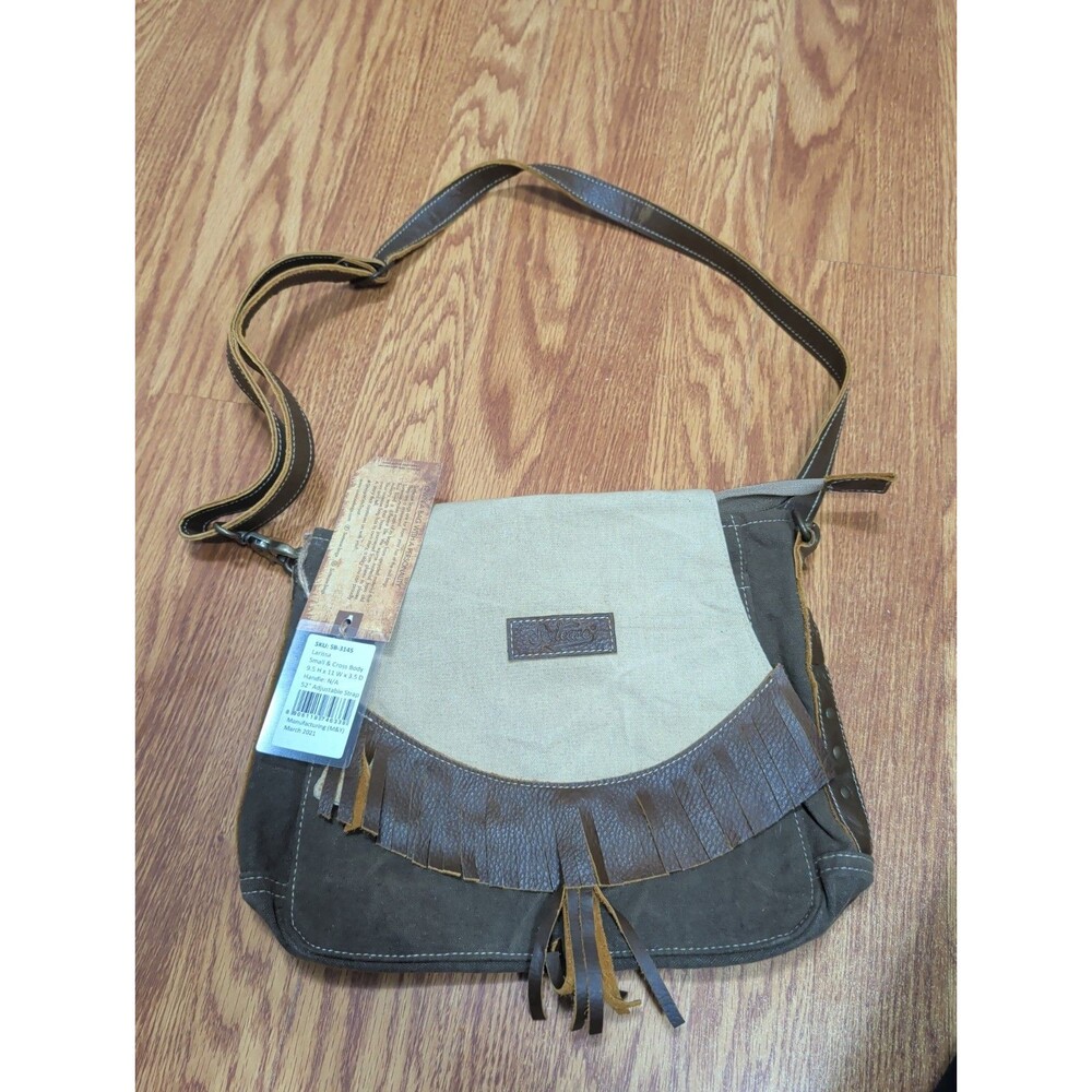 Sixtease Afterlife Upcycled Canvas Hairon Hide Leather Crossbody Bag NWT